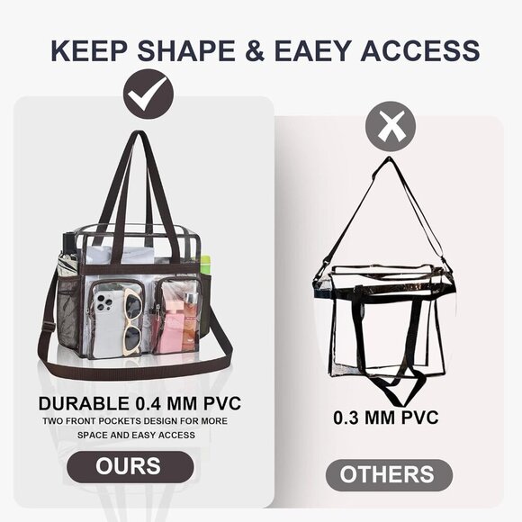 Lightweight Clear PVC Bag 12x6x12 with Adjustable Strap - Ideal for Events - Picture 7 of 9